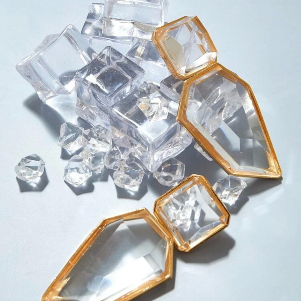 Gold and Clear Geometric Earrings